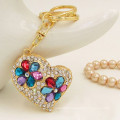 2015 trendy gifts&crafts custom metal keychain gold heart rhinestone keychain for women